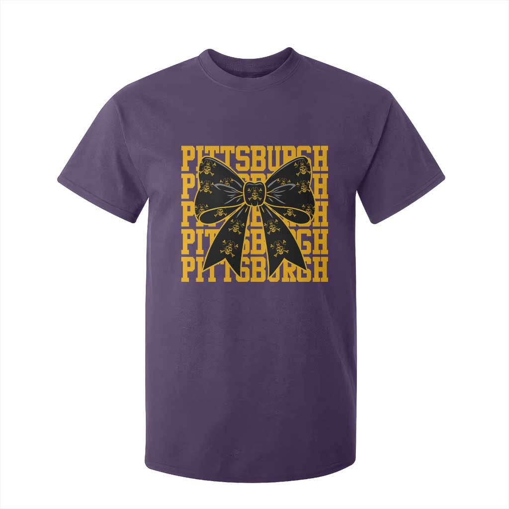 Pittsburgh Coquette Bow T Shirt For Kid Retro Sports Style Pirate Skull TS10 Purple Print Your Wear