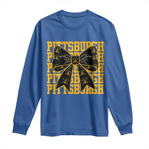 Pittsburgh Coquette Bow Long Sleeve Shirt Retro Sports Style Pirate Skull TS10 Royal Blue Print Your Wear