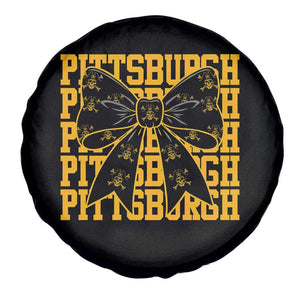 Pittsburgh Coquette Bow Spare Tire Cover Retro Sports Style Pirate Skull TS10 Print Your Wear