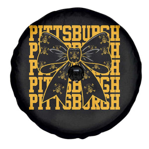 Pittsburgh Coquette Bow Spare Tire Cover Retro Sports Style Pirate Skull TS10 Print Your Wear