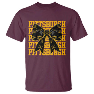 Pittsburgh Coquette Bow T Shirt Retro Sports Style Pirate Skull TS10 Maroon Print Your Wear