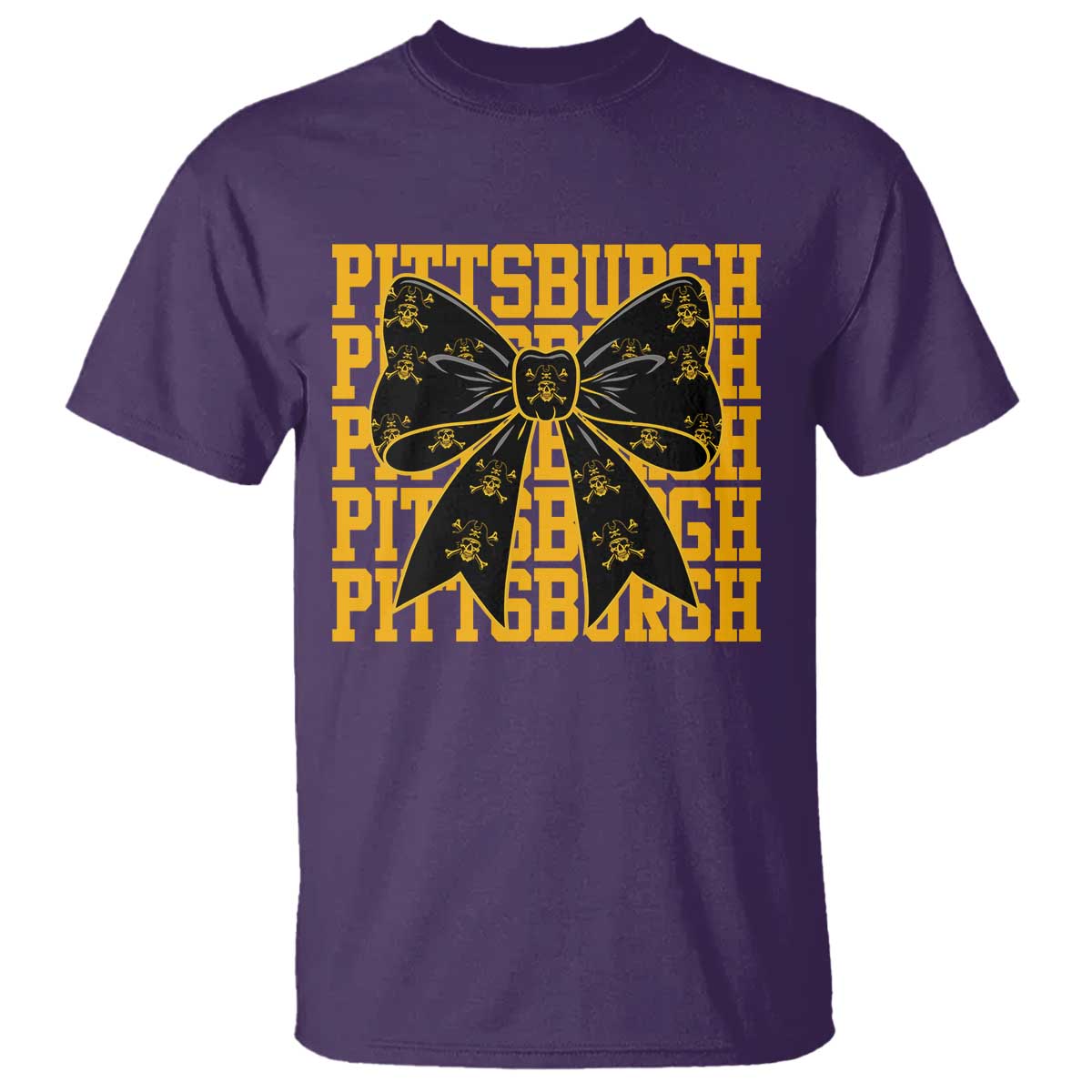 Pittsburgh Coquette Bow T Shirt Retro Sports Style Pirate Skull TS10 Purple Print Your Wear