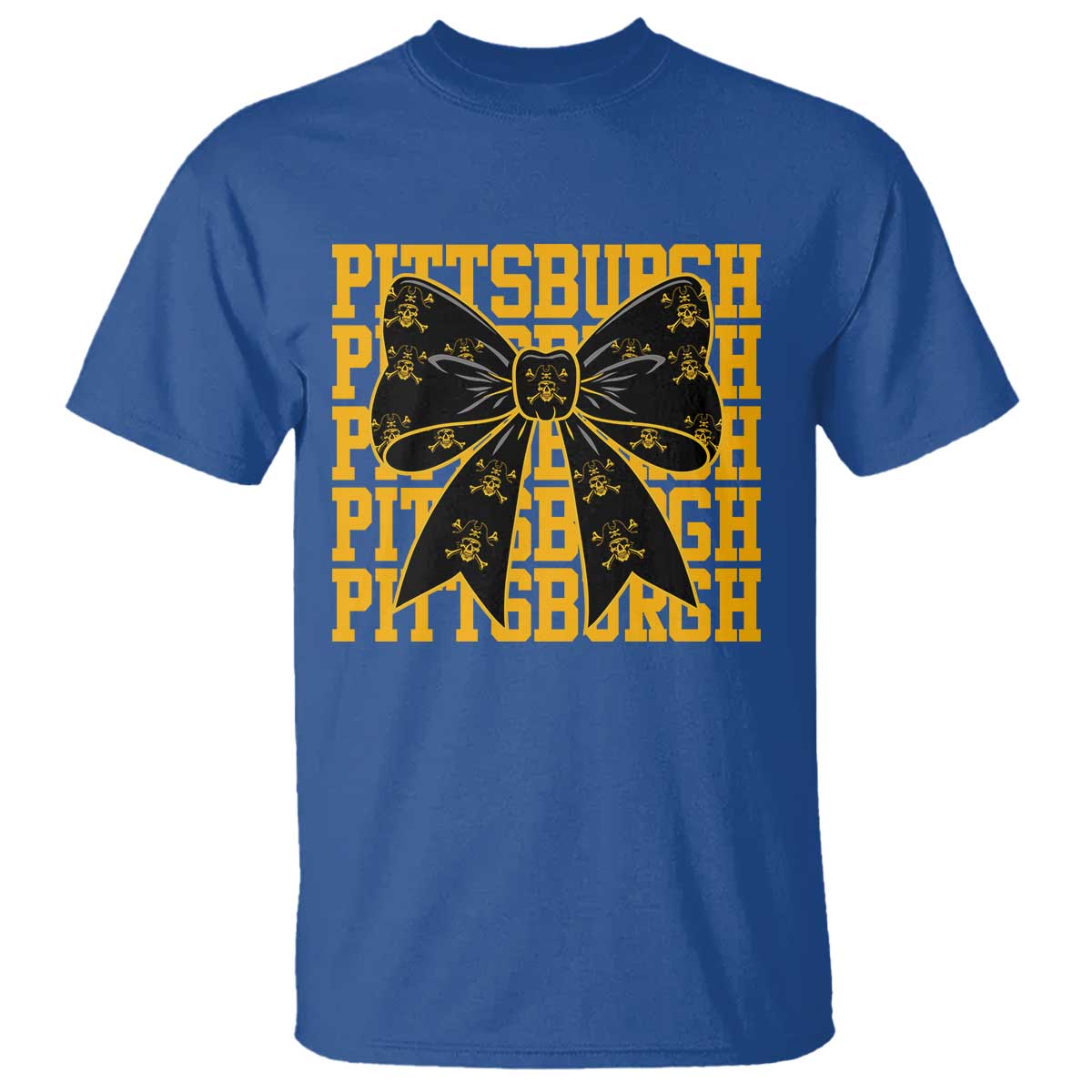 Pittsburgh Coquette Bow T Shirt Retro Sports Style Pirate Skull TS10 Royal Blue Print Your Wear