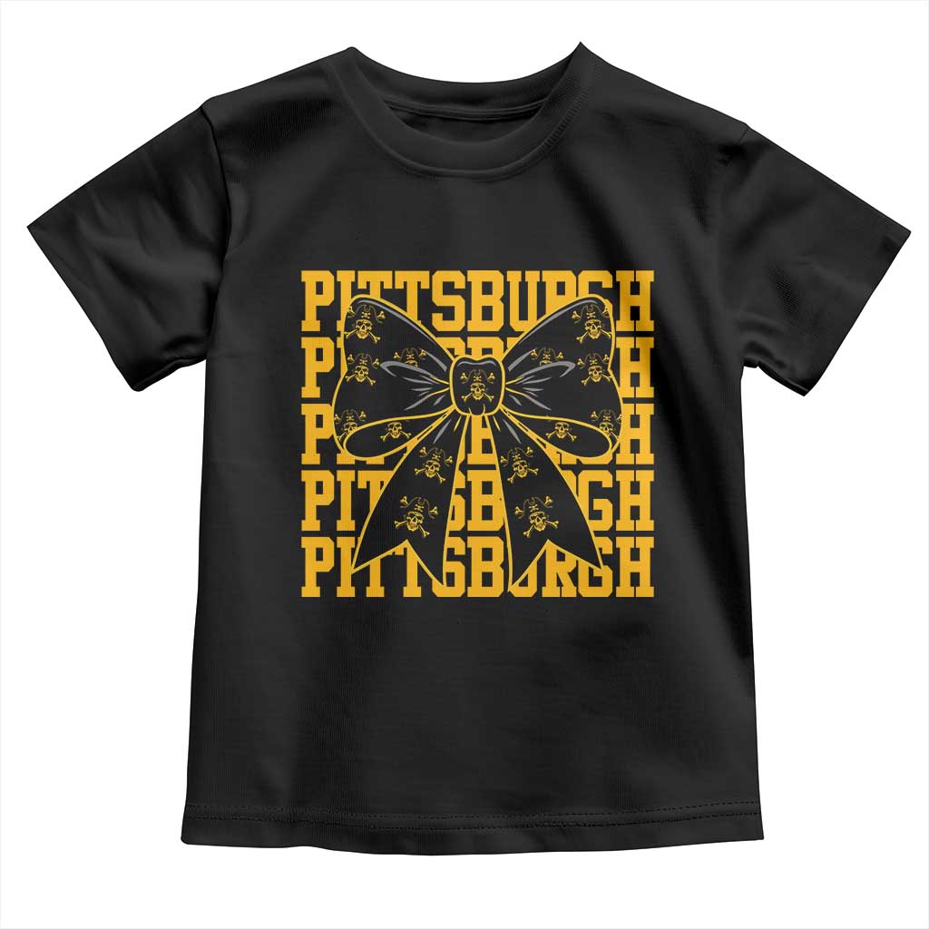 Pittsburgh Coquette Bow Toddler T Shirt Retro Sports Style Pirate Skull TS10 Black Print Your Wear