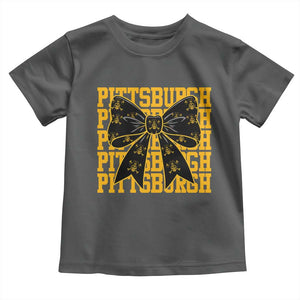 Pittsburgh Coquette Bow Toddler T Shirt Retro Sports Style Pirate Skull TS10 Dark Heather Print Your Wear