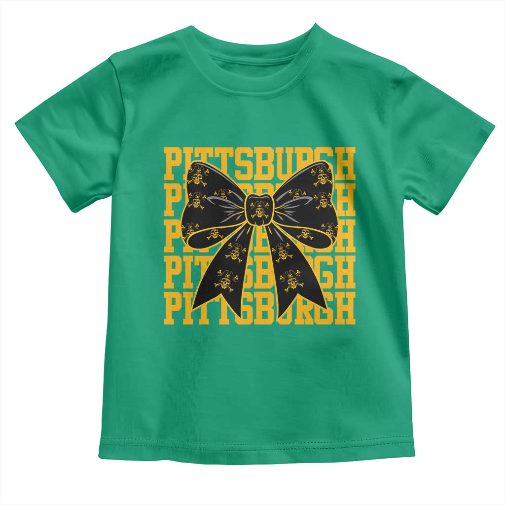 Pittsburgh Coquette Bow Toddler T Shirt Retro Sports Style Pirate Skull TS10 Irish Green Print Your Wear