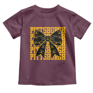 Pittsburgh Coquette Bow Toddler T Shirt Retro Sports Style Pirate Skull TS10 Maroon Print Your Wear