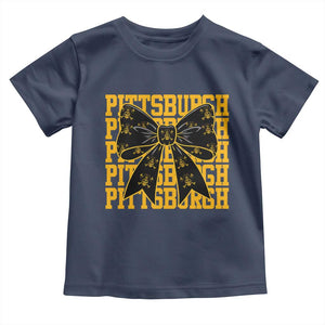 Pittsburgh Coquette Bow Toddler T Shirt Retro Sports Style Pirate Skull TS10 Navy Print Your Wear
