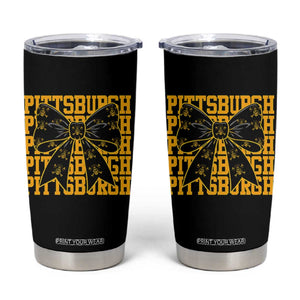 Pittsburgh Coquette Bow Tumbler Cup Retro Sports Style Pirate Skull TS10 Black Print Your Wear