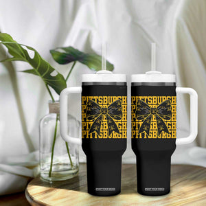 Pittsburgh Coquette Bow Tumbler With Handle Retro Sports Style Pirate Skull TS10 Print Your Wear