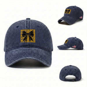 Pittsburgh Coquette Bow Washed Cotton Baseball Cap Retro Sports Style Pirate Skull TS10 Washed Cap Universal Fit Navy Print Your Wear