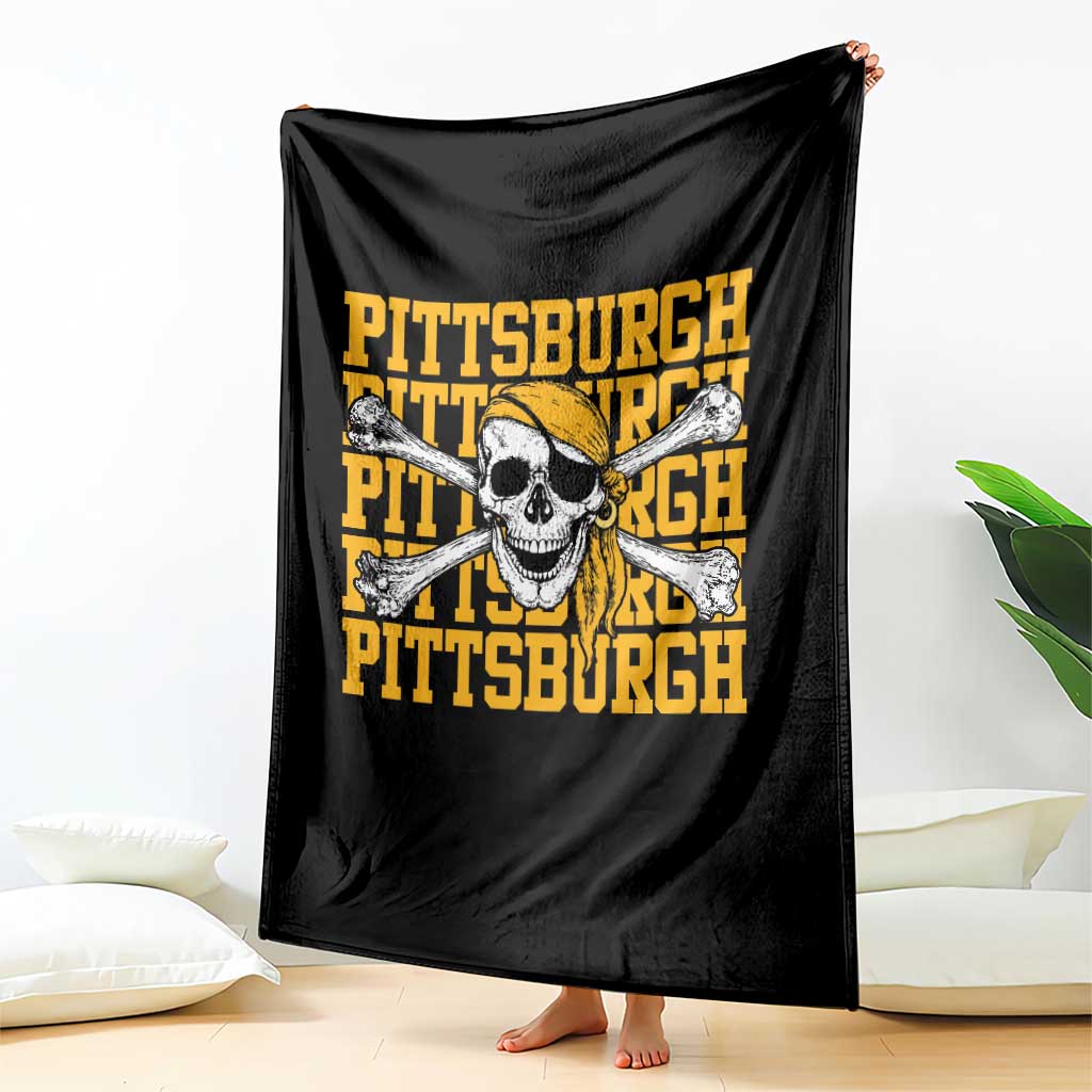 Pittsburgh Lovers Throw Blanket Retro Pennsylvania Steel City Pirate Skull TS10 Print Your Wear