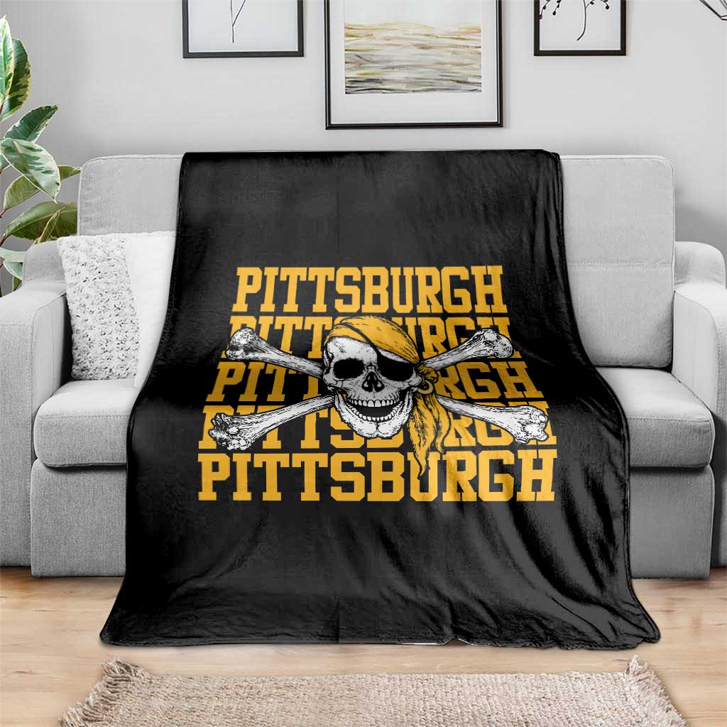 Pittsburgh Lovers Throw Blanket Retro Pennsylvania Steel City Pirate Skull TS10 Print Your Wear