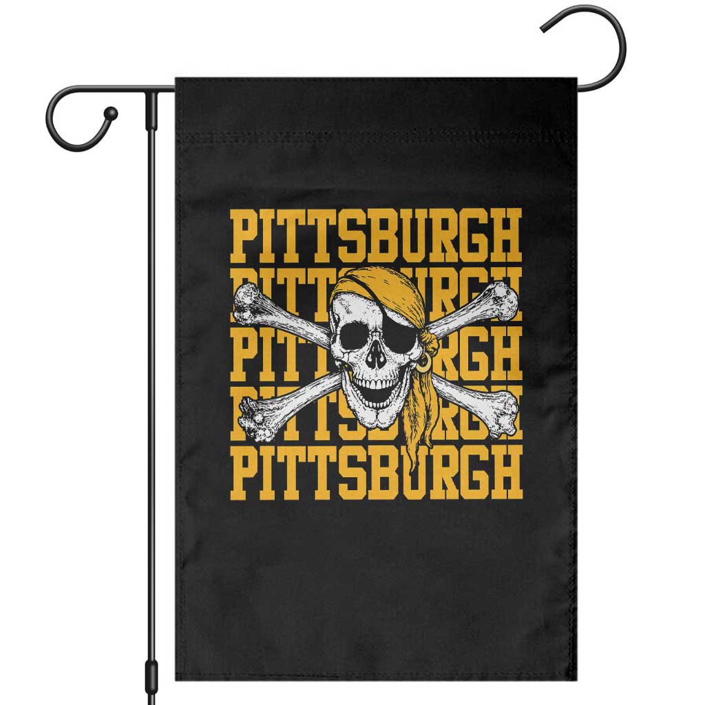 Pittsburgh Lovers Garden Flag Retro Pennsylvania Steel City Pirate Skull TS10 Black Print Your Wear