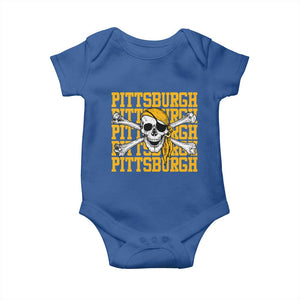 Pittsburgh Lovers Baby Onesie Retro Pennsylvania Steel City Pirate Skull TS10 Royal Blue Print Your Wear