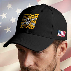 Pittsburgh Lovers Baseball Cap Retro Pennsylvania Steel City Pirate Skull TS10 Print Your Wear