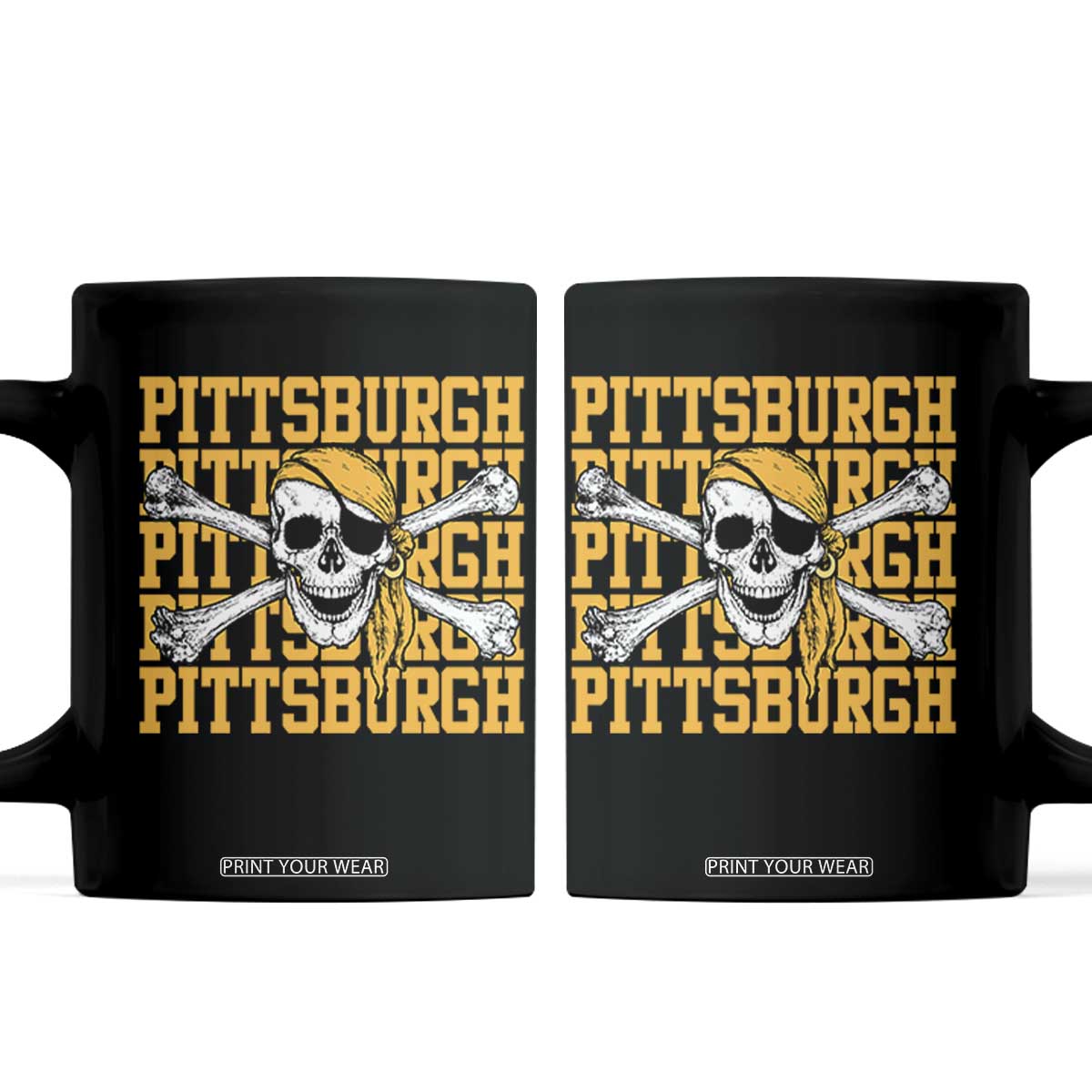 Pittsburgh Lovers Coffee Mug Retro Pennsylvania Steel City Pirate Skull TS10 Black Print Your Wear
