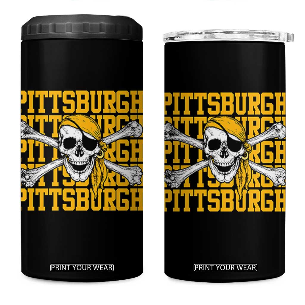 Pittsburgh Lovers 4 in 1 Can Cooler Tumbler Retro Pennsylvania Steel City Pirate Skull TS10 One Size: 16 oz Black Print Your Wear