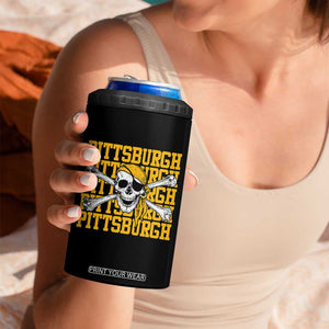 Pittsburgh Lovers 4 in 1 Can Cooler Tumbler Retro Pennsylvania Steel City Pirate Skull TS10 Print Your Wear