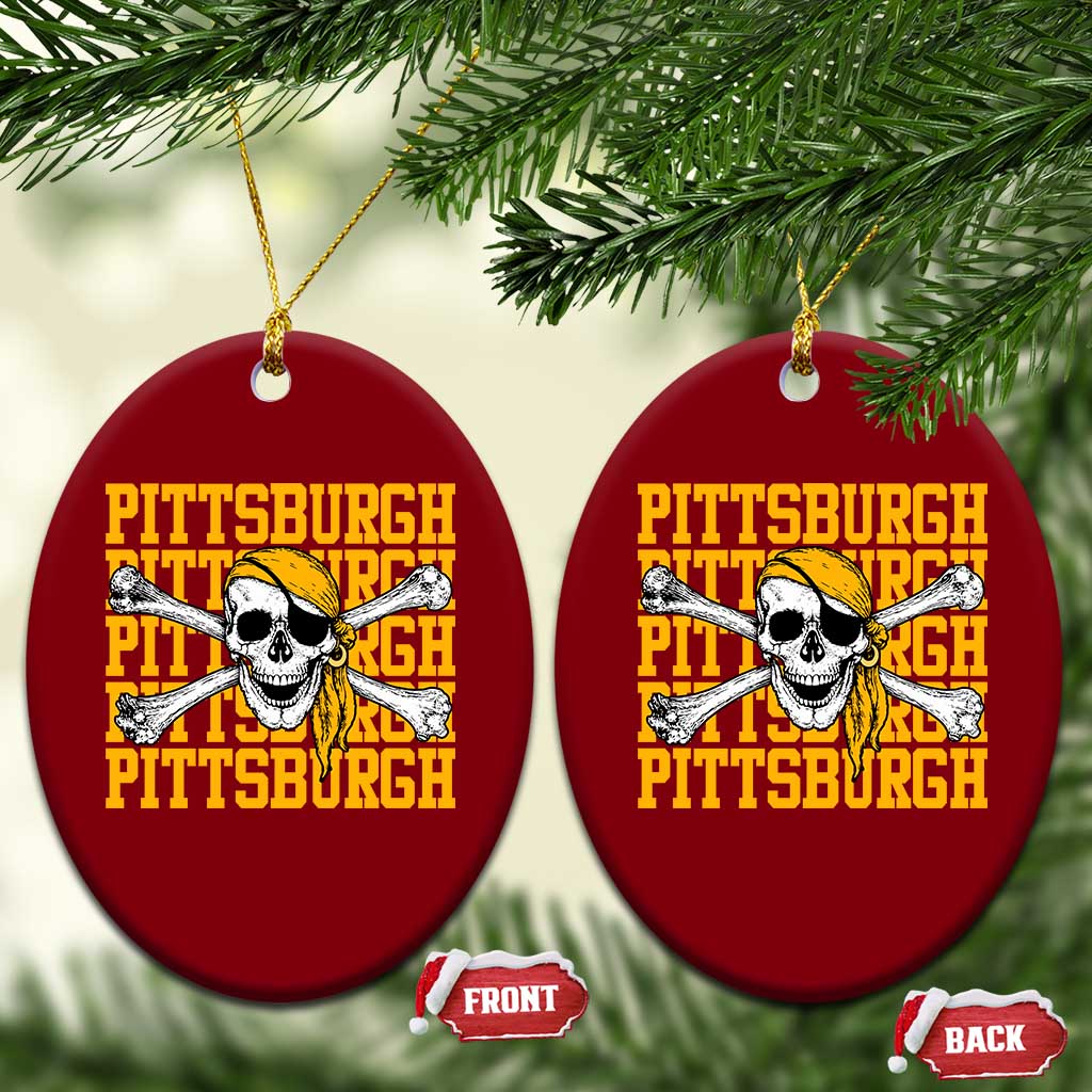 Pittsburgh Lovers Ceramic Ornament Retro Pennsylvania Steel City Pirate Skull TS10 Print Your Wear