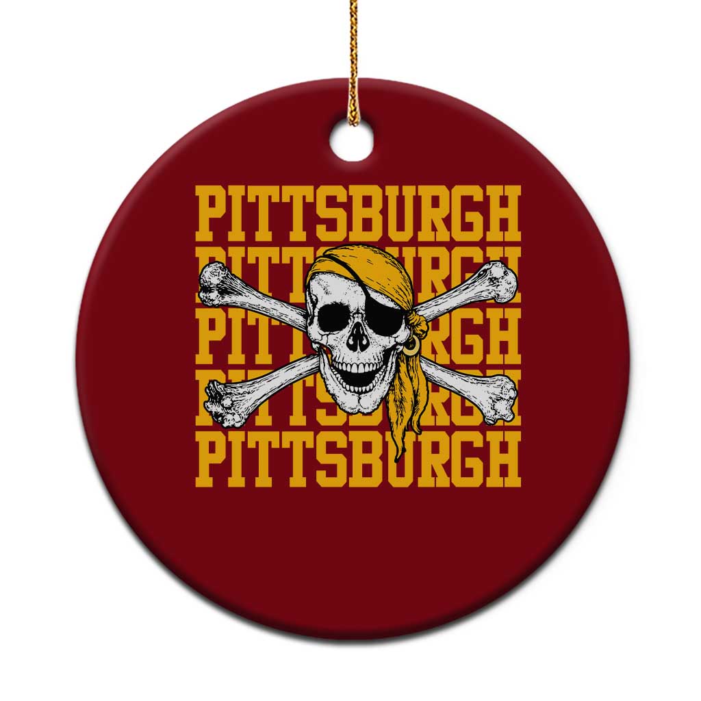 Pittsburgh Lovers Ceramic Ornament Retro Pennsylvania Steel City Pirate Skull TS10 1pc Red Print Your Wear