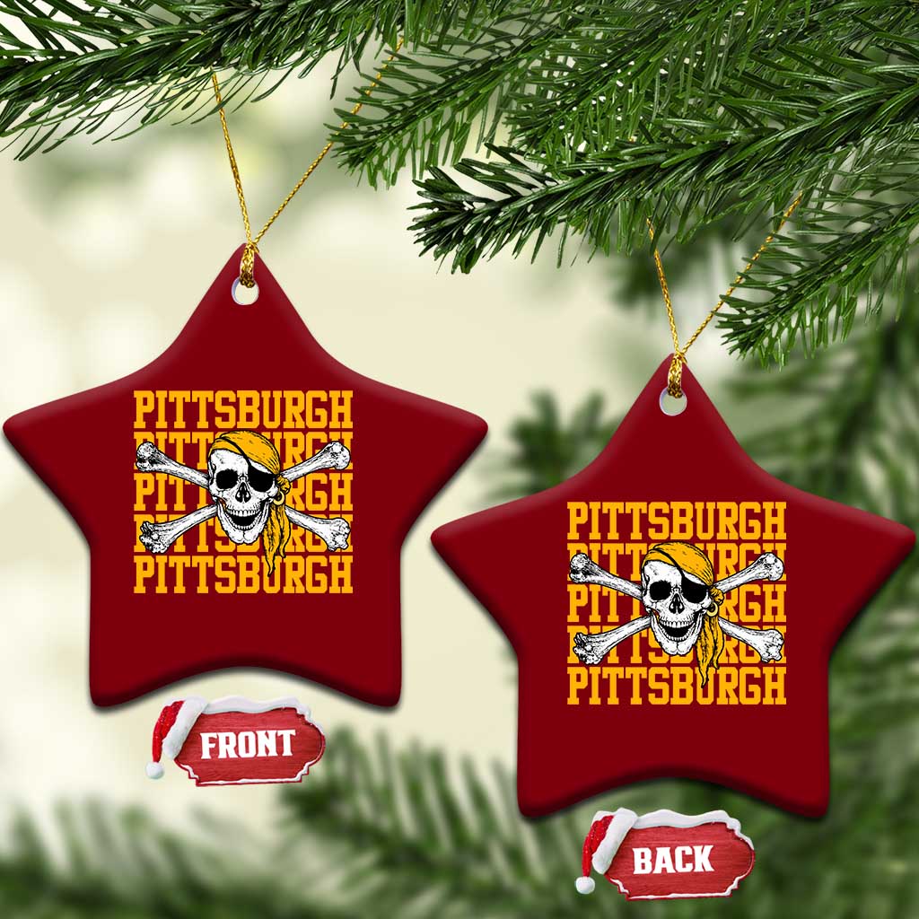 Pittsburgh Lovers Ceramic Ornament Retro Pennsylvania Steel City Pirate Skull TS10 Print Your Wear