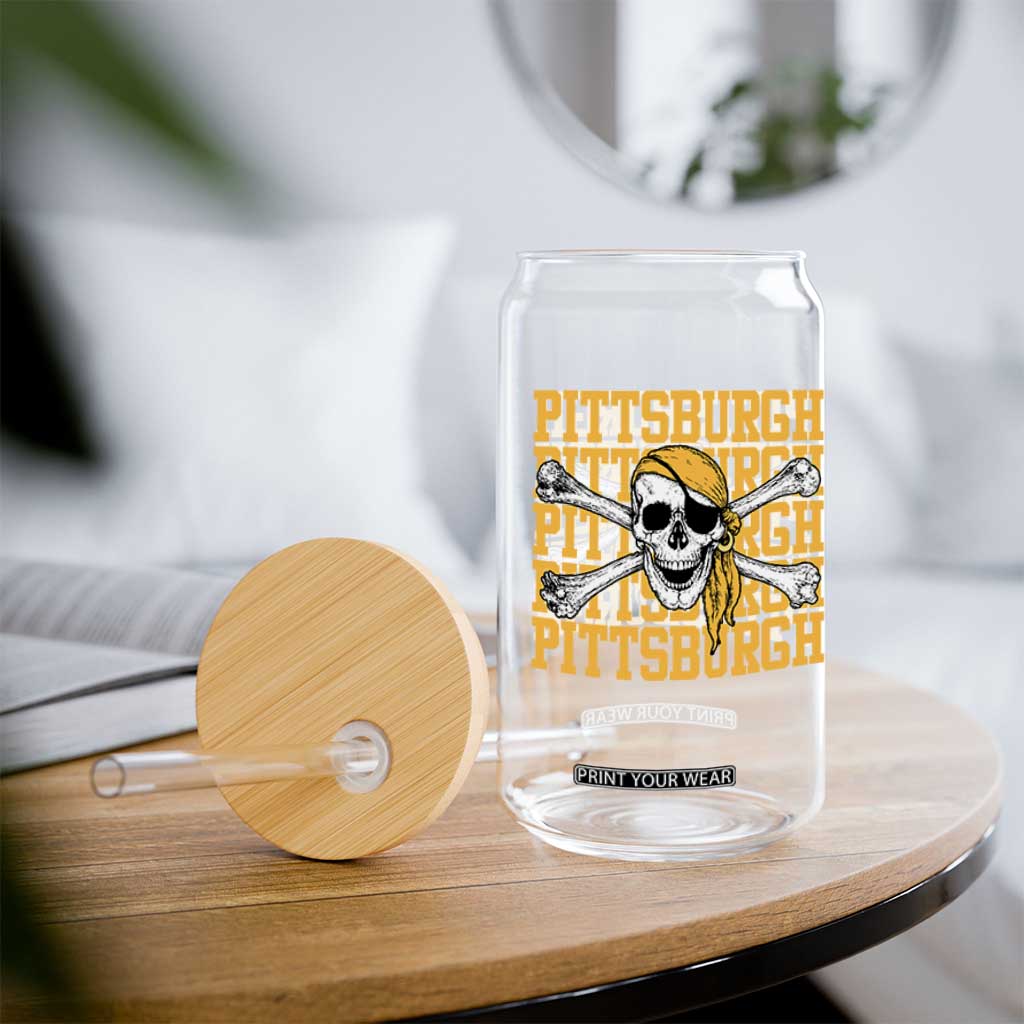 Pittsburgh Lovers Glass Can Retro Pennsylvania Steel City Pirate Skull TS10 Print Your Wear