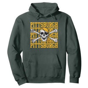 Pittsburgh Lovers Hoodie Retro Pennsylvania Steel City Pirate Skull TS10 Dark Forest Green Print Your Wear