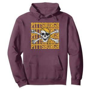 Pittsburgh Lovers Hoodie Retro Pennsylvania Steel City Pirate Skull TS10 Maroon Print Your Wear