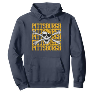 Pittsburgh Lovers Hoodie Retro Pennsylvania Steel City Pirate Skull TS10 Navy Print Your Wear