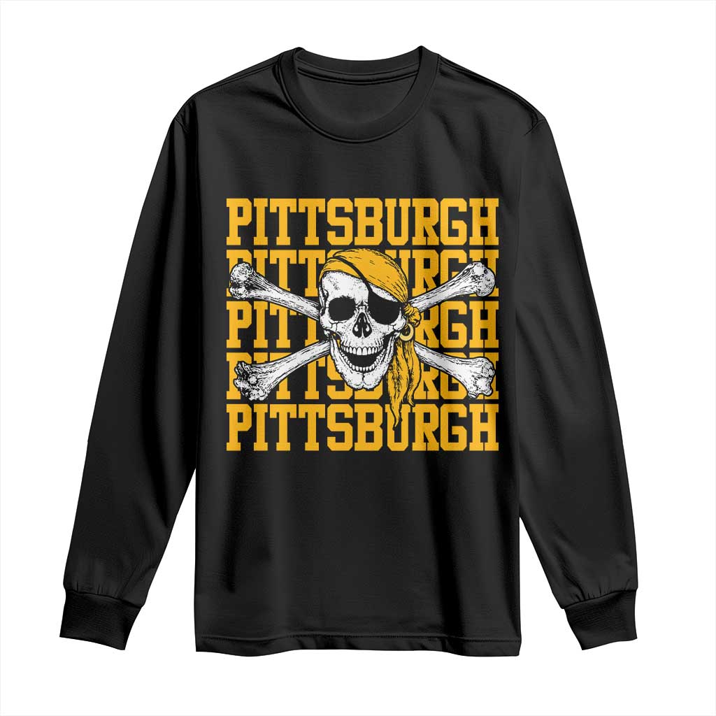 Pittsburgh Lovers Long Sleeve Shirt Retro Pennsylvania Steel City Pirate Skull TS10 Black Print Your Wear
