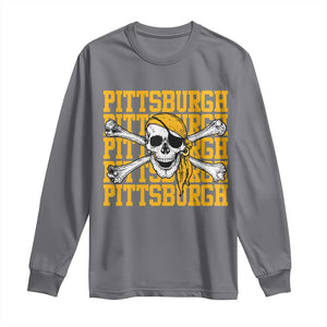 Pittsburgh Lovers Long Sleeve Shirt Retro Pennsylvania Steel City Pirate Skull TS10 Charcoal Print Your Wear