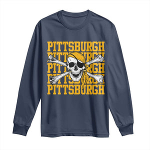 Pittsburgh Lovers Long Sleeve Shirt Retro Pennsylvania Steel City Pirate Skull TS10 Navy Print Your Wear