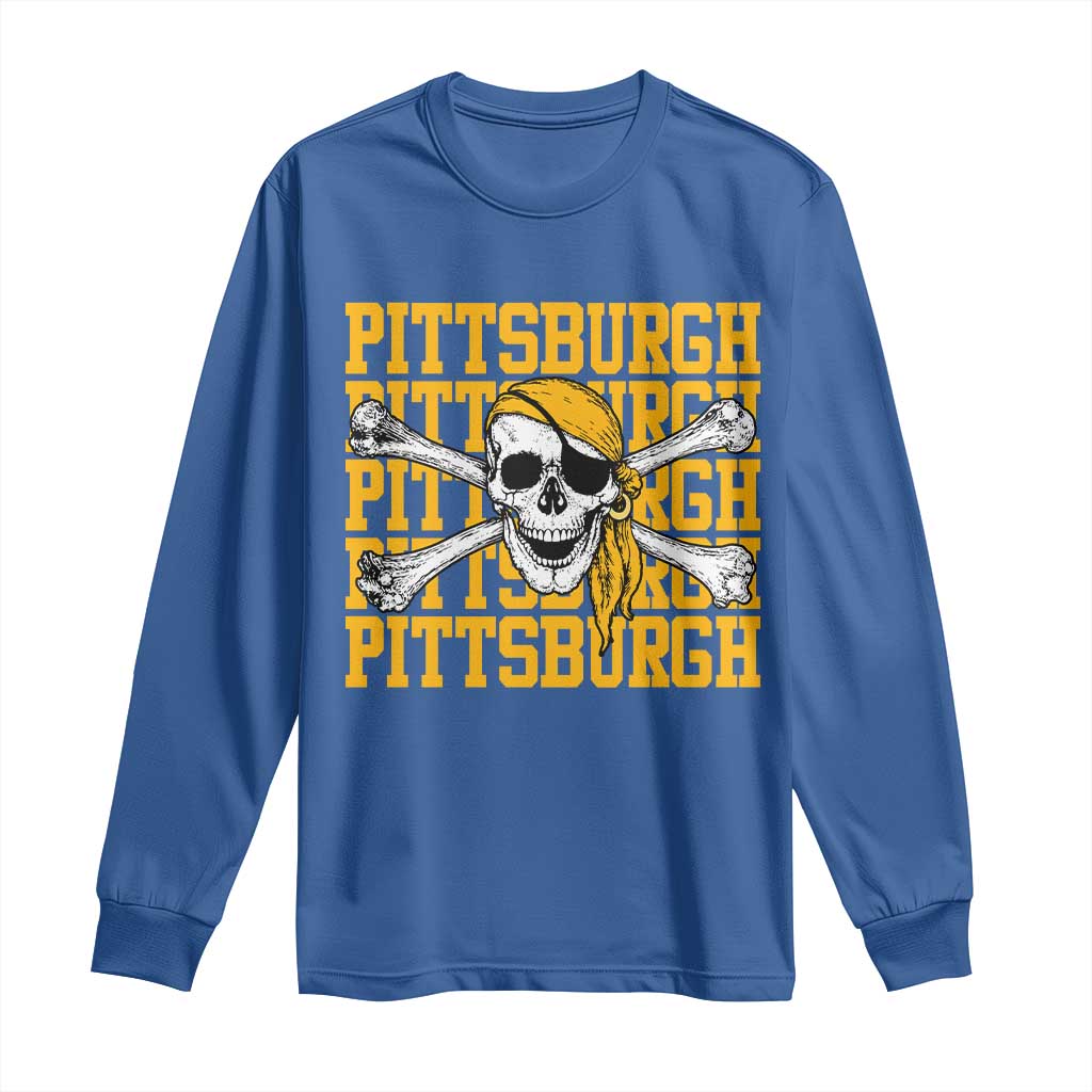 Pittsburgh Lovers Long Sleeve Shirt Retro Pennsylvania Steel City Pirate Skull TS10 Royal Blue Print Your Wear