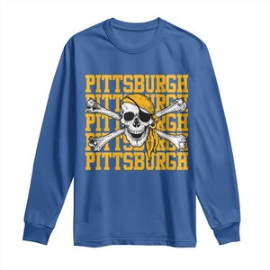Pittsburgh Lovers Long Sleeve Shirt Retro Pennsylvania Steel City Pirate Skull TS10 Royal Blue Print Your Wear
