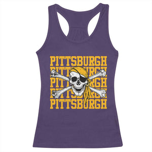 Pittsburgh Lovers Racerback Tank Top Retro Pennsylvania Steel City Pirate Skull TS10 Purple Print Your Wear