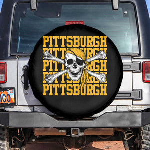 Pittsburgh Lovers Spare Tire Cover Retro Pennsylvania Steel City Pirate Skull TS10 No hole Black Print Your Wear