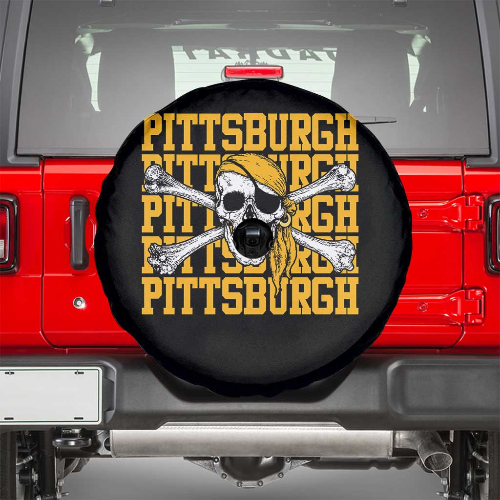 Pittsburgh Lovers Spare Tire Cover Retro Pennsylvania Steel City Pirate Skull TS10 Black Print Your Wear
