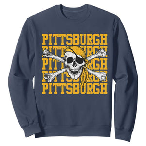 Pittsburgh Lovers Sweatshirt Retro Pennsylvania Steel City Pirate Skull TS10 Navy Print Your Wear