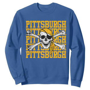 Pittsburgh Lovers Sweatshirt Retro Pennsylvania Steel City Pirate Skull TS10 Royal Blue Print Your Wear