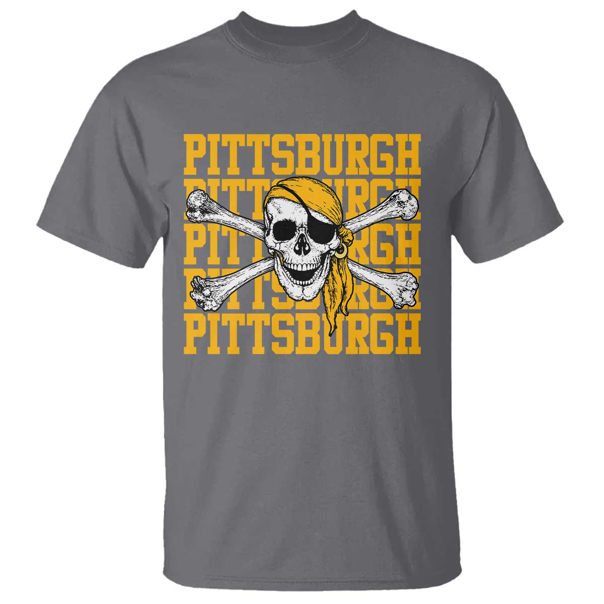 Pittsburgh Lovers T Shirt Retro Pennsylvania Steel City Pirate Skull TS10 Charcoal Print Your Wear