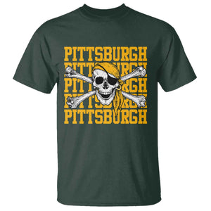 Pittsburgh Lovers T Shirt Retro Pennsylvania Steel City Pirate Skull TS10 Dark Forest Green Print Your Wear