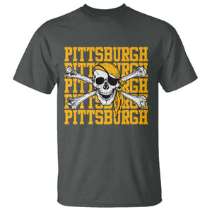Pittsburgh Lovers T Shirt Retro Pennsylvania Steel City Pirate Skull TS10 Dark Heather Print Your Wear