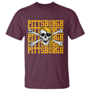 Pittsburgh Lovers T Shirt Retro Pennsylvania Steel City Pirate Skull TS10 Maroon Print Your Wear