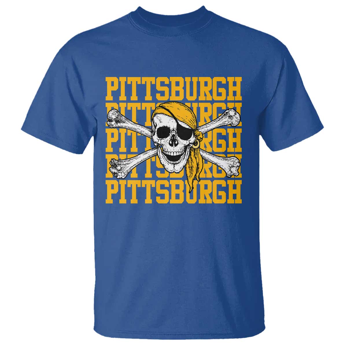 Pittsburgh Lovers T Shirt Retro Pennsylvania Steel City Pirate Skull TS10 Royal Blue Print Your Wear