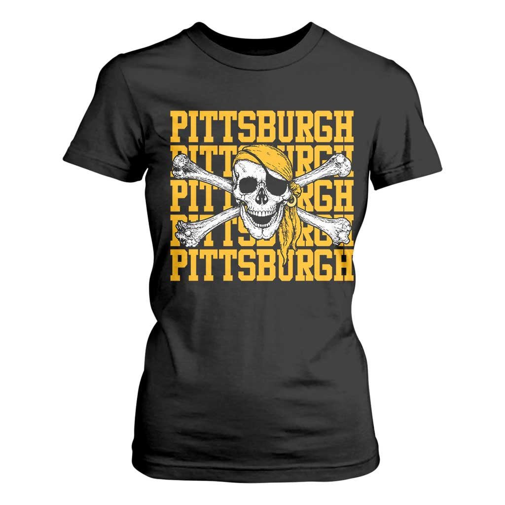 Pittsburgh Lovers T Shirt For Women Retro Pennsylvania Steel City Pirate Skull TS10 Black Print Your Wear