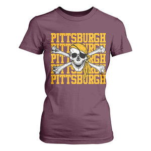 Pittsburgh Lovers T Shirt For Women Retro Pennsylvania Steel City Pirate Skull TS10 Maroon Print Your Wear
