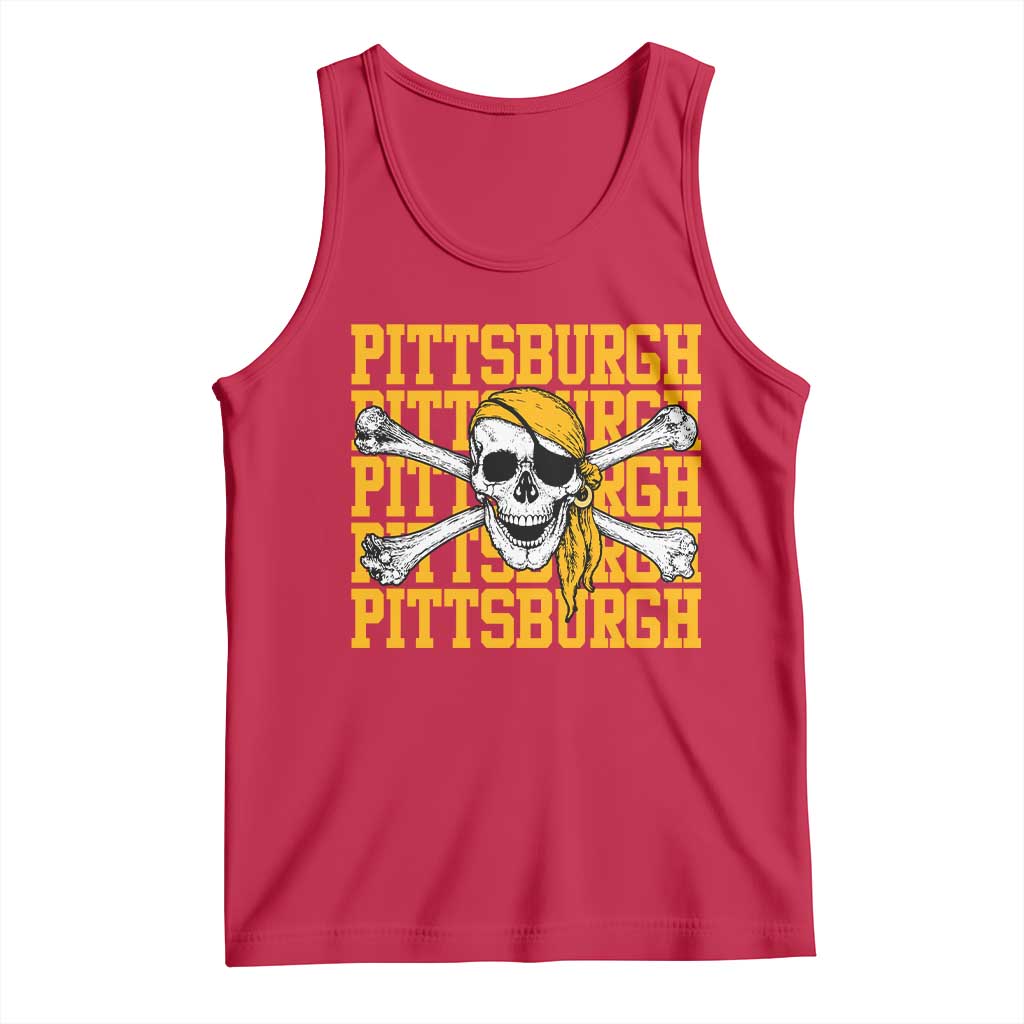 Pittsburgh Lovers Tank Top Retro Pennsylvania Steel City Pirate Skull TS10 Red Print Your Wear