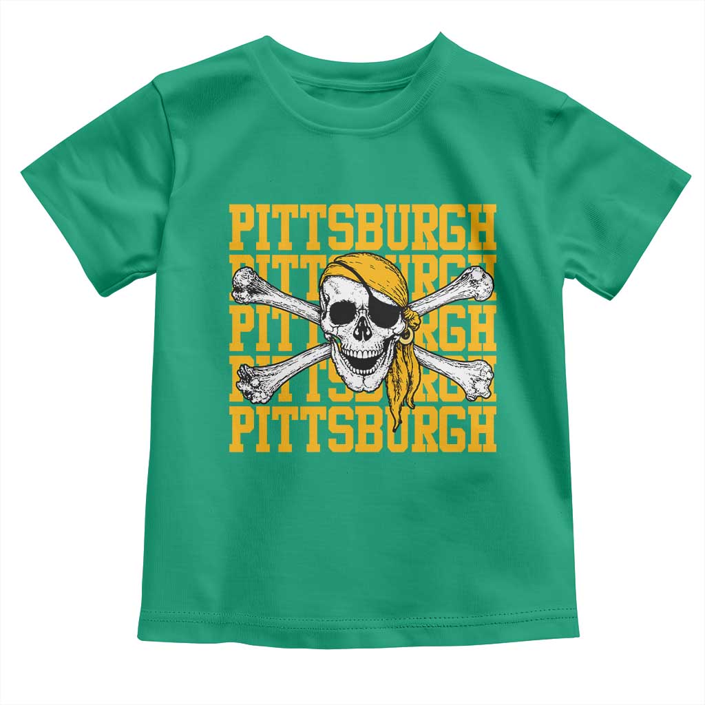 Pittsburgh Lovers Toddler T Shirt Retro Pennsylvania Steel City Pirate Skull TS10 Irish Green Print Your Wear