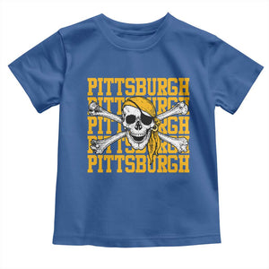 Pittsburgh Lovers Toddler T Shirt Retro Pennsylvania Steel City Pirate Skull TS10 Royal Blue Print Your Wear